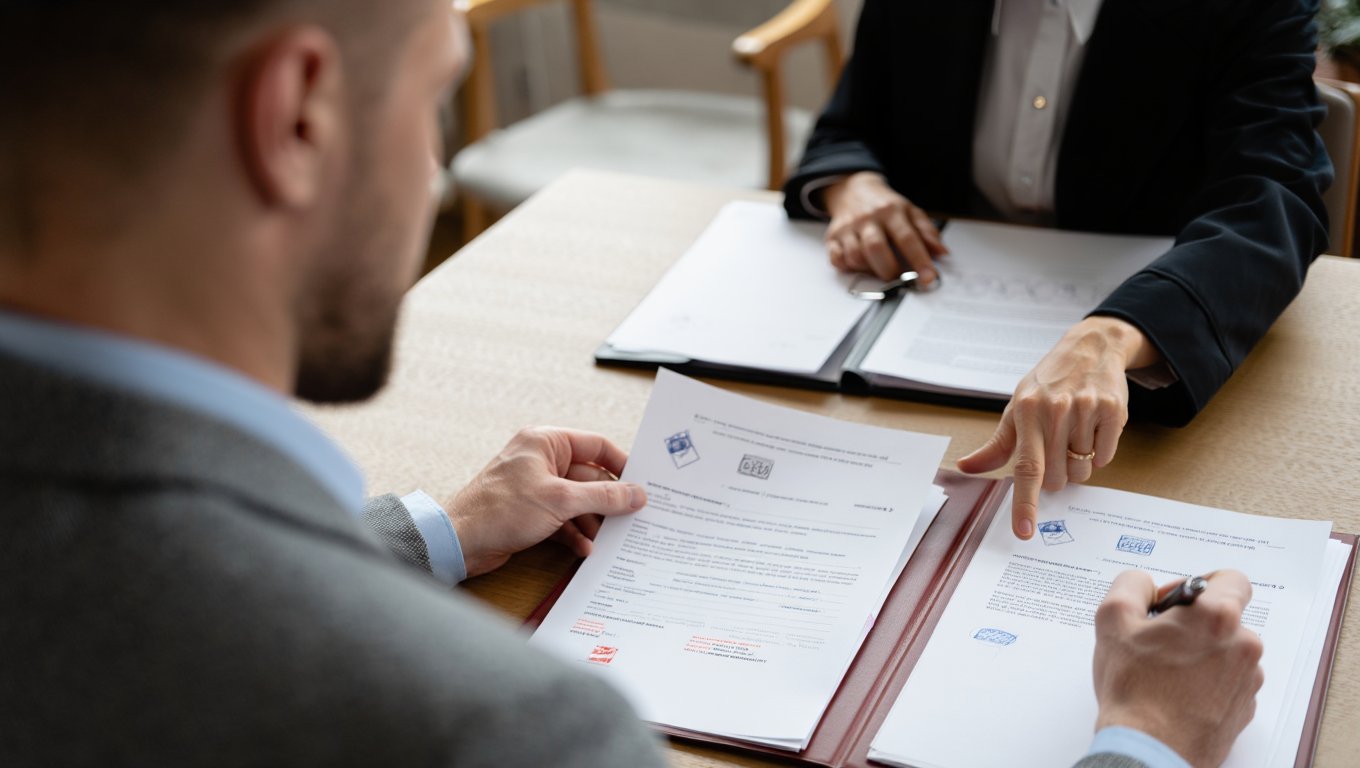 Мужчина смотрит на судебные бумаги